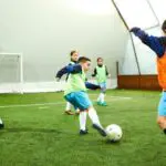 kids practicing soccer