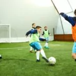 kids practicing soccer
